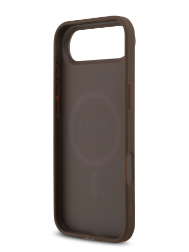 Guess для iPhone Air чехол PU 4G Triangle Diamond metal logo Hard Brown (MagSafe)