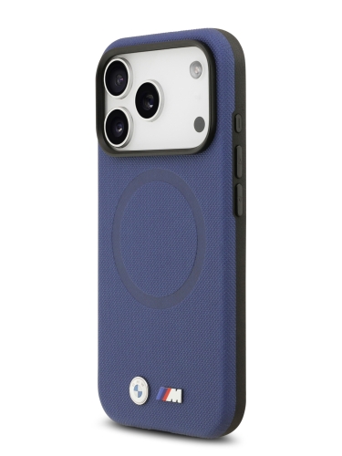 BMW для iPhone 17 Pro чехол M-series PU Full Wrapped Metal logo & Cam Hard Navy (MagSafe)