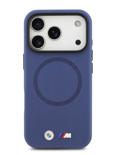 BMW для iPhone 17 Pro чехол M-series PU Full Wrapped Metal logo & Cam Hard Navy (MagSafe)