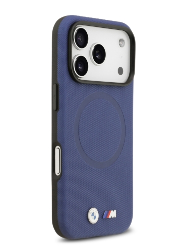 BMW для iPhone 17 Pro чехол M-series PU Full Wrapped Metal logo & Cam Hard Navy (MagSafe)
