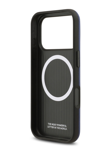 BMW для iPhone 17 Pro чехол M-series PU Full Wrapped Metal logo & Cam Hard Navy (MagSafe)