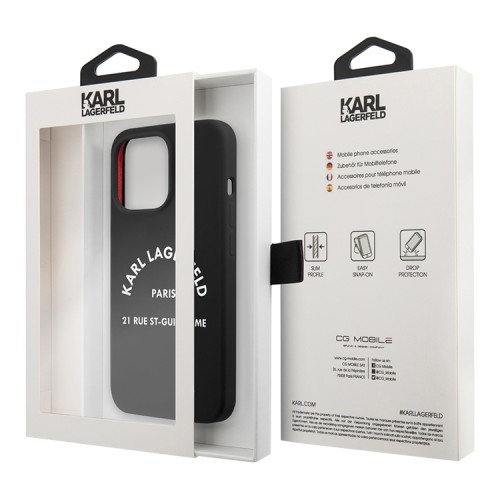Чехол Karl Lagerfeld Liquid silicone RSG logo Hard для iPhone 13 Pro Max, черный