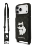 Karl Lagerfeld для iPhone 17 Pro Max чехол Crossbody cardslot PU Saffiano Monogram NFT Choupette Hard Black