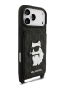 Karl Lagerfeld для iPhone 17 Pro Max чехол Crossbody cardslot PU Saffiano Monogram NFT Choupette Hard Black