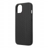 Чехол AMG PU Carbon effect Grey stripe Hard для iPhone 13, черный