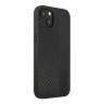 Чехол AMG PU Carbon effect Grey stripe Hard для iPhone 13, черный