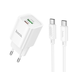 HOCO сетевое зарядное устройство C149A Charm charger set Type-C PD30W + USB-A QC3.0 +кабель C-to-C White