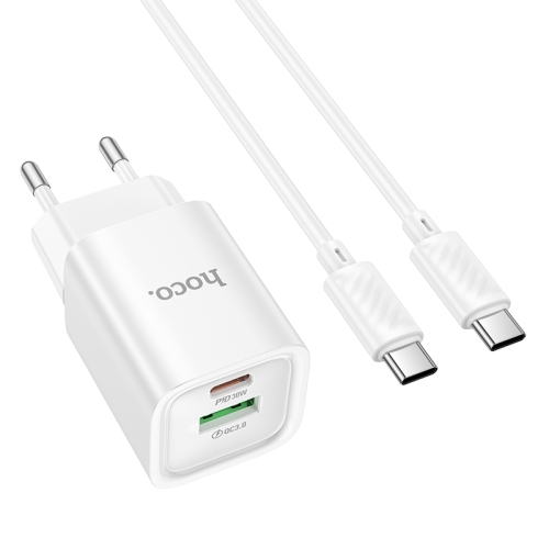 HOCO сетевое зарядное устройство C149A Charm charger set Type-C PD30W + USB-A QC3.0 +кабель C-to-C White