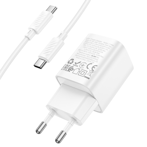 HOCO сетевое зарядное устройство C149A Charm charger set Type-C PD30W + USB-A QC3.0 +кабель C-to-C White