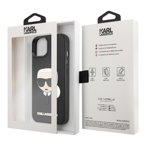 Чехол Karl Lagerfeld 3D Rubber Karl's head Hard для iPhone 13, черный