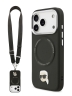 Karl Lagerfeld для iPhone 17 Pro чехол Crossbody PU NFT Karl head Metal&Cam Hard + Strap Black (MagSafe)
