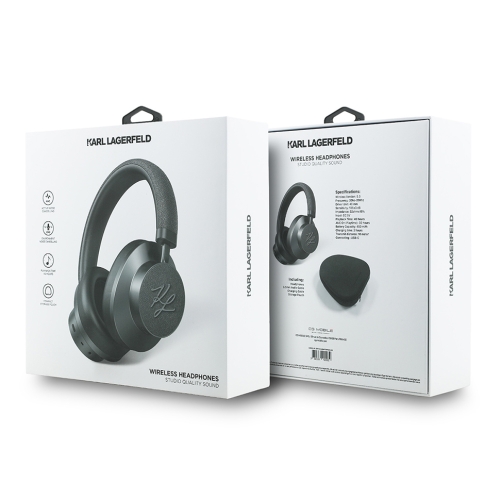 Karl Lagerfeld наушники беспроводные накладные Bluetooth HP ANC/ENC PU Grained Metal Initials Logo Grey