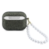 Guess для Airpods Pro 3 чехол Glitter flakes Metal logo with Pearl hand strap Khaki