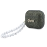 Guess для Airpods Pro 3 чехол Glitter flakes Metal logo with Pearl hand strap Khaki