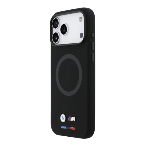 BMW для iPhone 17 Pro Max чехол M-series Liquid silicone Metal cam Double logo Hard Black (MagSafe)
