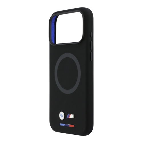 BMW для iPhone 17 Pro Max чехол M-series Liquid silicone Metal cam Double logo Hard Black (MagSafe)