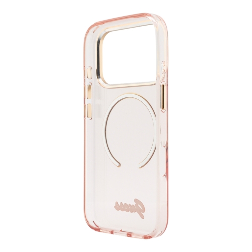 Guess для iPhone 17 Pro чехол IML Script Metal logo and Camera Hard Pink (MagSafe)