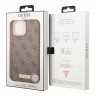 Чехол Guess PU 4G Plate metal logo Hard для iPhone 13 Pro Max, коричневый (Magsafe)