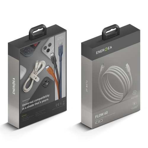 Energea Кабель FLOW 60 USB-C to USB-C PD60W 3A 480Mbps Nanoweave Sand1.5m