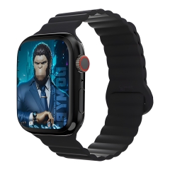 BlueO для Apple Watch 44/45/46/49 mm ремешок Magnetic Silicone Watch Band Black