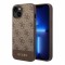 Чехол Guess 4G Stripe Metal logo Hard для iPhone 14, коричневый