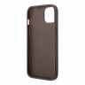 Чехол Guess 4G Stripe Metal logo Hard для iPhone 14, коричневый