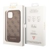 Чехол Guess 4G Stripe Metal logo Hard для iPhone 14, коричневый