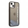 Чехол Lagerfeld Liquid glitter Elongated logo Hard Translucent для iPhone 14, черный