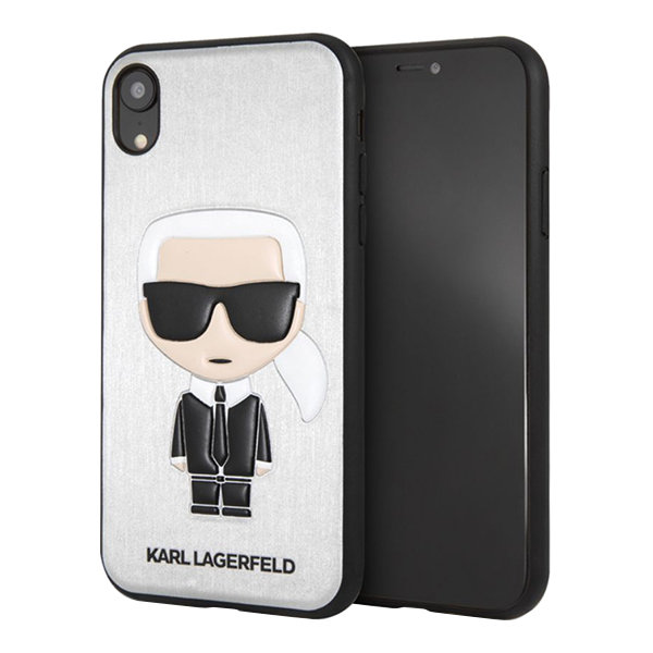 Чехол Karl Lagerfeld Iconic Karl Hard для iPhone XR, серебристый