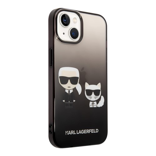 Чехол Lagerfeld Karl & Choupette Hard Gradient для iPhone 14, черная рамка