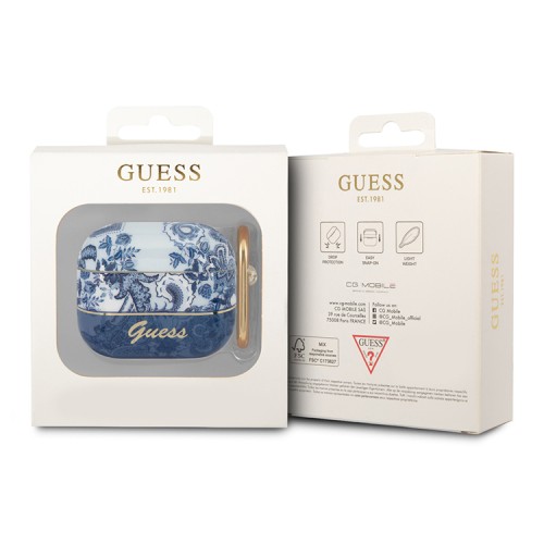 Чехол Guess Toile de Jouy с карабином для Airpods 3 (2021), синий