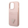 Чехол Guess PU Saffiano Double cardslot Metal triangle logo Hard для iPhone 13 Pro, розовый