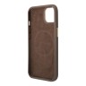 Чехол Guess PU 4G Script metal logo Hard для iPhone 14 Plus, коричневый (Magsafe)