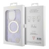 Чехол Guess Peony Glitter Hard для iPhone 14 Pro Max, фиолетовый/золотой (MagSafe)