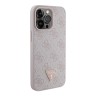 Guess для iPhone 15 Pro чехол PU 4G Triangle Diamond metal logo Hard Pink