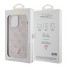 Guess для iPhone 15 Pro чехол PU 4G Triangle Diamond metal logo Hard Pink