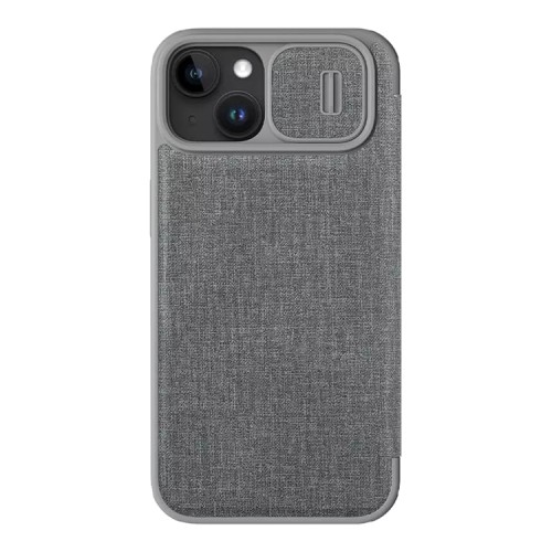 Nillkin для iPhone 15 Plus чехол QIN Pro (Cloth) Booktype Classical Grey