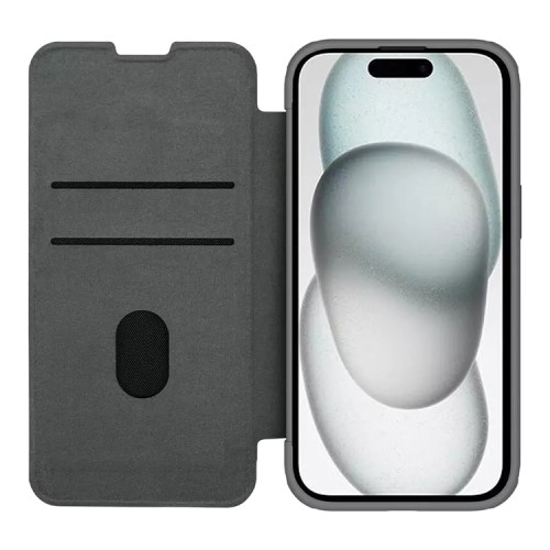 Nillkin для iPhone 15 Plus чехол QIN Pro (Cloth) Booktype Classical Grey