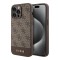 Guess для iPhone 15 Pro чехол PU 4G Bottom stripe Metal logo Hard Brown