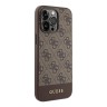 Guess для iPhone 15 Pro чехол PU 4G Bottom stripe Metal logo Hard Brown