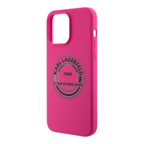 Karl Lagerfeld для iPhone 15 Pro Max чехол Liquid silicone RSG Elongated logo Hard Fuchsia