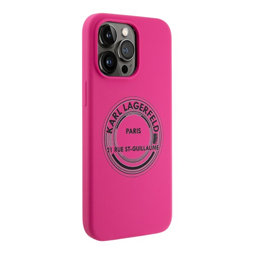 Karl Lagerfeld для iPhone 15 Pro Max чехол Liquid silicone RSG Elongated logo Hard Fuchsia