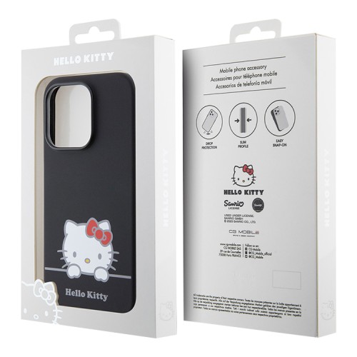 Hello Kitty для iPhone 14 Pro чехол Liquid silicone Dreaming Kitty Hard Black