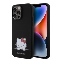 Hello Kitty для iPhone 14 Pro чехол Liquid silicone Dreaming Kitty Hard Black