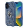 Guess для iPhone 16 чехол PU кожа 4G Big metal logo Blue