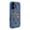 Guess для iPhone 16 чехол PU кожа 4G Big metal logo Blue