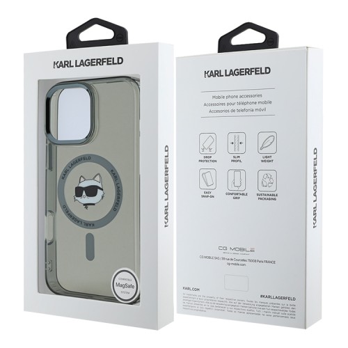 Karl Lagerfeld для iPhone 16 Pro чехол PC/TPU NFT Choupette Black (MagSafe)