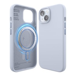 Elago для iPhone 15 чехол Soft silicone (Liquid) Light Blue (MagSafe)