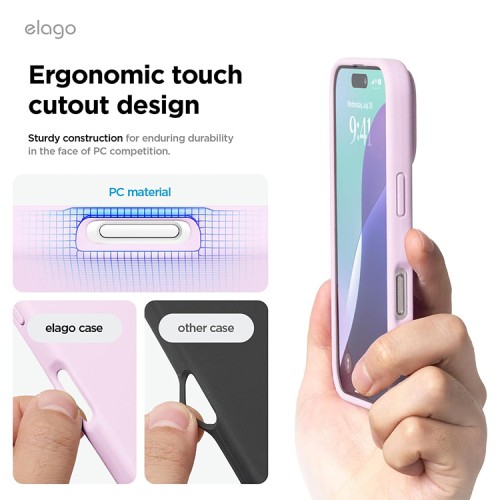 Elago для iPhone 16 Pro чехол Soft silicone (Liquid) Light Lilac
