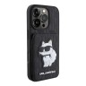 Karl Lagerfeld для iPhone 16 Pro чехол Cardslot Stand PU Saffiano Monogram NFT Choupette Hard Black